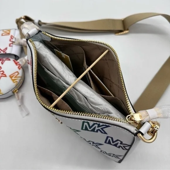 Michael Kors Jet Set Price Medium Crossbody W Tech AccessoriesRainbow MK Logo